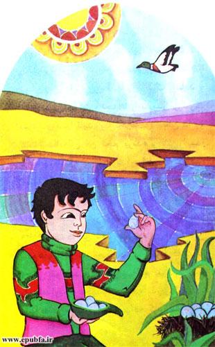 محمد کلاهش را از سرش برداشت و هفت تخم پرنده وحشی را در آن جای داد.